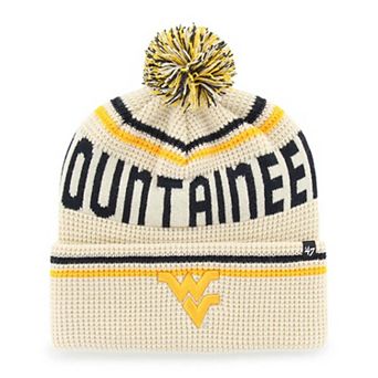 Unisex '47 Cream West Virginia Mountaineers Quattrle Waffle Cuffed Knit Hat with Pom