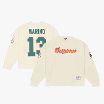 Women's Mitchell & Ness Dan Marino Cream Miami Dolphins Name & Number Sweatshirt
