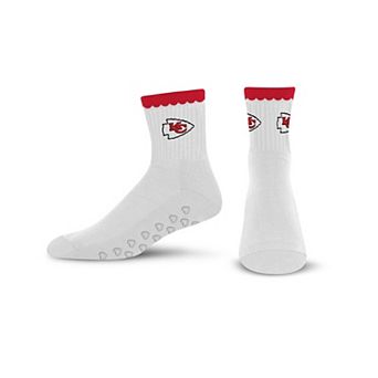 Women's PRO Compression Kansas City Chiefs White Heartshape Grippers Yoga-Pilates Quarter Socks