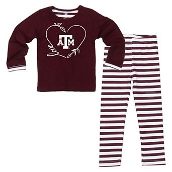 Girls Toddler Wes & Willy Maroon Texas A&M Aggies 2 pc Long Sleeve Top and Pants Set