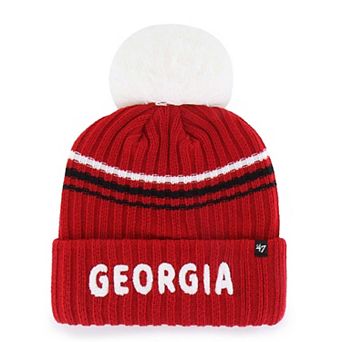 Women's '47 Red Georgia Bulldogs Seasonal Fuzzy Script Big Pom Knit Hat