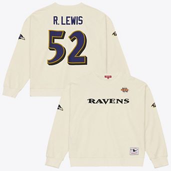 Women's Mitchell & Ness Ray Lewis Cream Baltimore Ravens Name & Number Sweatshirt