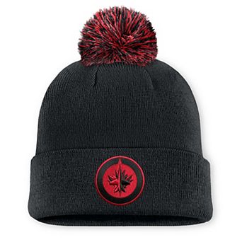 Men's Fanatics Black Winnipeg Jets Canada Military Appreciation Authentic Pro Cuffed Knit Hat with Pom
