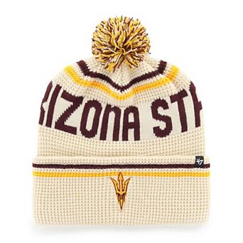 Unisex '47 Cream Arizona State Sun Devils Quattrle Waffle Cuffed Knit Hat with Pom