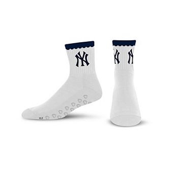 Women's PRO Compression New York Yankees White Heartshape Grippers Yoga-Pilates Quarter Socks