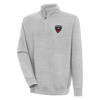 Men's Antigua Heather Gray D.C. United Victory Quarter-Zip Pullover Top