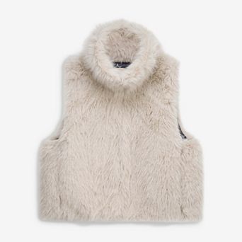 Women's KadyLuxe Cream Dallas Cowboys Faux Fur Vest
