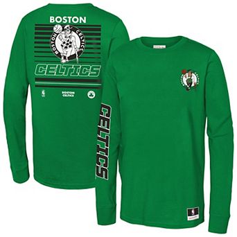 Youth Mitchell & Ness Green Boston Celtics Triple Play Long Sleeve T-Shirt