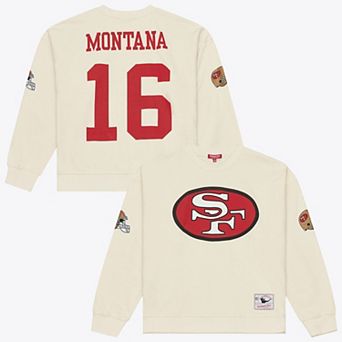 Women's Mitchell & Ness Joe Montana Cream San Francisco 49ers Name & Number Sweatshirt