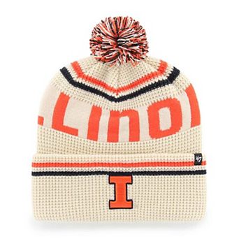 Unisex '47 Cream Illinois Fighting Illini Quattrle Waffle Cuffed Knit Hat with Pom