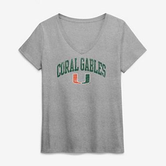 Women's Logo Athletic Heather Gray Miami Hurricanes Team V-Neck T-Shirt