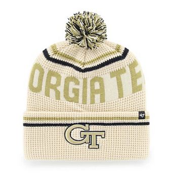 Unisex '47 Cream Georgia Tech Yellow Jackets Quattrle Waffle Cuffed Knit Hat with Pom