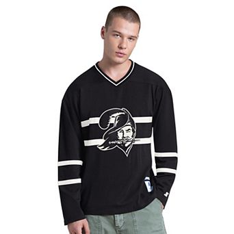 Men's Starter Black Tampa Bay Buccaneers Line Up Retro Logo Long Sleeve V-Neck T-Shirt