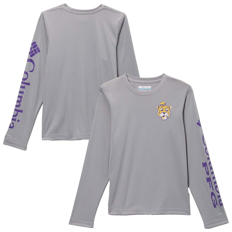 Columbia Gray LSU Tigers Terminal Tackle Long Sleeve T-Shirt, Kids Unisex