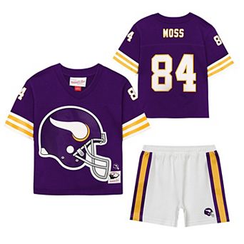Toddler Mitchell & Ness Randy Moss Purple Minnesota Vikings Playmaker Short Set