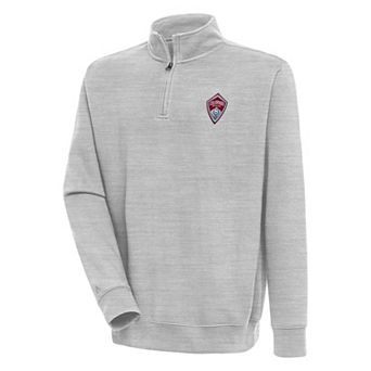 Men's Antigua Heather Gray Colorado Rapids Victory Quarter-Zip Pullover Top