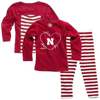 Girls Infant Wes & Willy Scarlet Nebraska Huskers Long Sleeve Top and Pant Set