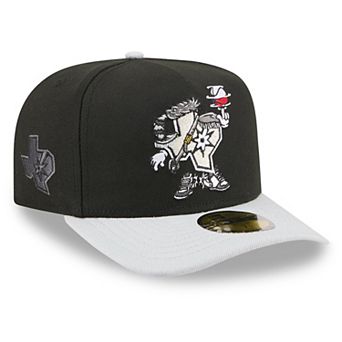 Men's New Era Black San Antonio Spurs Injection Cartoon Logo A-Frame 59FIFTY Fitted Hat
