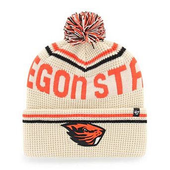 Unisex '47 Cream Oregon State Beavers Quattrle Waffle Cuffed Knit Hat with Pom