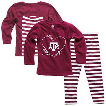Girls Infant Wes & Willy Maroon Texas A&M Aggies Long Sleeve Top and Pant Set