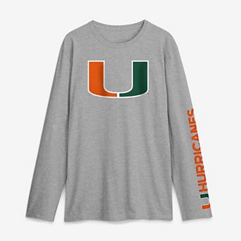 Men's Logo Athletic Heather Gray Miami Hurricanes Primary Logo Long Sleeve T-Shirt