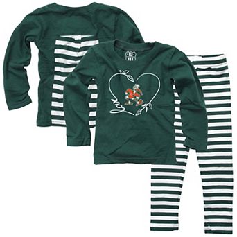Girls Infant Wes & Willy Green Miami Hurricanes Long Sleeve Top and Pant Set