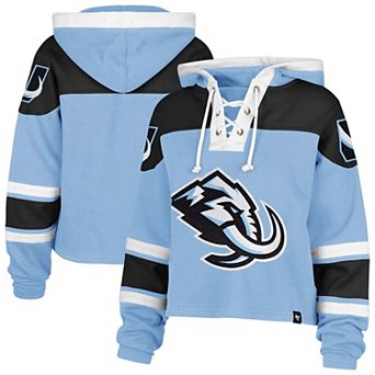 Women's '47 Blue Utah Mammoth Cropped Lacer Hoodie