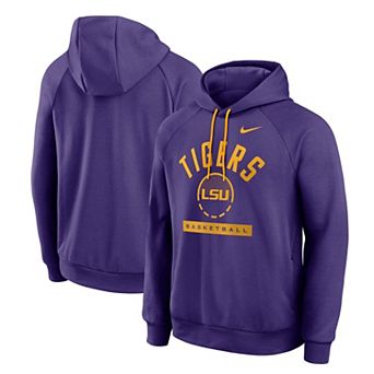 Men's Nike Purple LSU Tigers Courtside Practice Dri-FIT Raglan Fleece Hoodie