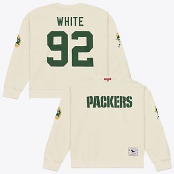 Women's Mitchell & Ness Reggie White Cream Green Bay Packers Name & Number Sweatshirt
