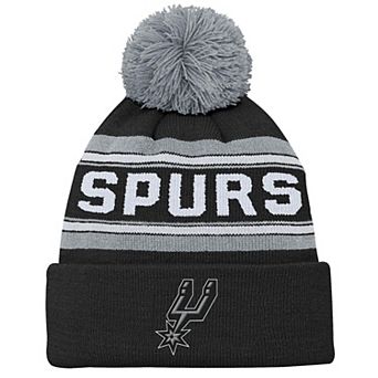 Youth Black San Antonio Spurs Backboard Jacquard Cuffed Knit Hat with Pom