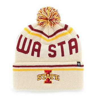 Unisex '47 Cream Iowa State Cyclones Quattrle Waffle Cuffed Knit Hat with Pom