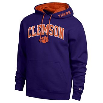 Men's Champion Purple Clemson Tigers Arch Tackle Twill Hoodie