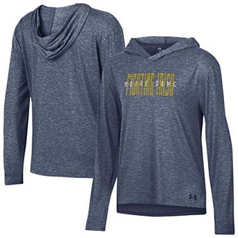 Women's Under Armour Navy Notre Dame Fighting Irish Breezy Long Sleeve Hooded T-Shirt