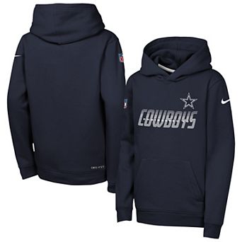 Youth Nike Navy Dallas Cowboys Sideline Club Heavyweight Fleece Hoodie