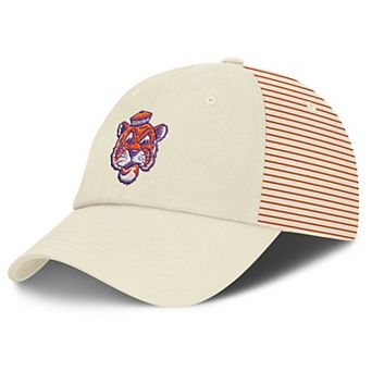 Men's Nike White Clemson Tigers Vault Logo Striped Club Adjustable Hat