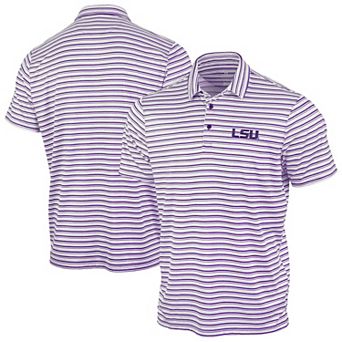 Men's Antigua Purple LSU Tigers Space Stripe Polo