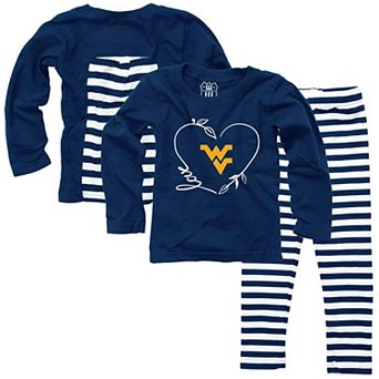 Girls Infant Wes & Willy Navy West Virginia Mountaineers Long Sleeve Top and Pant Set