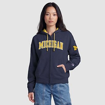 Women's Champion Navy Michigan Wolverines Arch Full-Zip Fleece Hoodie