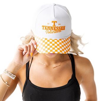 Women's Gameday Social White Tennessee Volunteers Albon Check 5-Panel Rope Adjustable Hat