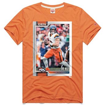 Unisex Homage Bo Nix Orange Denver Broncos NFL Topps Trading Card Tri-Blend T-Shirt