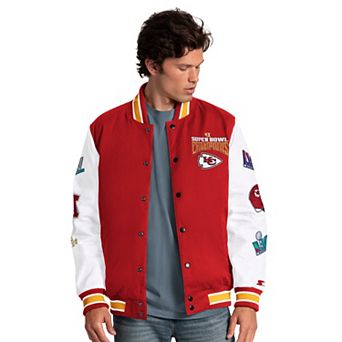 Men's Starter Red Kansas City Chiefs Playoffs Varsity Full-Snap Jacket