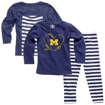 Girls Infant Wes & Willy Navy Michigan Wolverines Long Sleeve Top and Pant Set
