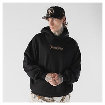 Men's New Era Black Los Angeles Dodgers Heritage Gothic Lettering Pullover Hoodie