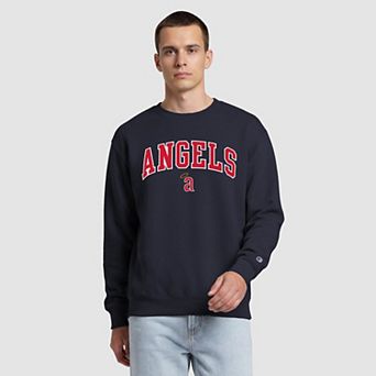 Men's Champion Navy Los Angeles Angels Fleece Crew Sweatshirt