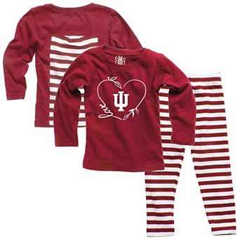 Girls Infant Wes & Willy Crimson Indiana Hoosiers Long Sleeve Top and Pant Set