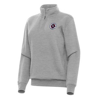 Women's Antigua Heather Gray New England Revolution Victory Quarter-Zip Pullover Top