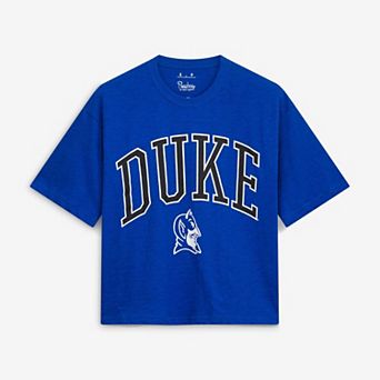 Women's Pressbox Royal Duke Blue Devils Oversized Nelson Arch Over Logo Slub T-Shirt