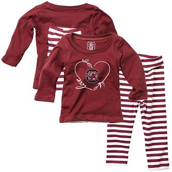 Girls Infant Wes & Willy Garnet South Carolina Gamecocks Long Sleeve Top and Pant Set