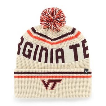 Unisex '47 Cream Virginia Tech Hokies Quattrle Waffle Cuffed Knit Hat with Pom