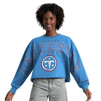 Women's Starter Light Blue Tennessee Titans Bleachers Cropped Sweatshirt